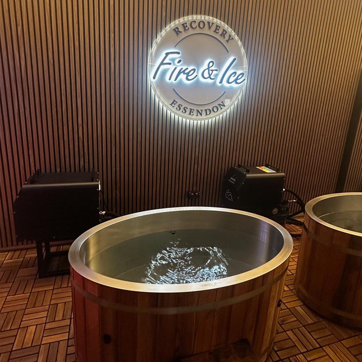 Individual ice bath tub for cold water immersion therapy at Hammer House Essendon